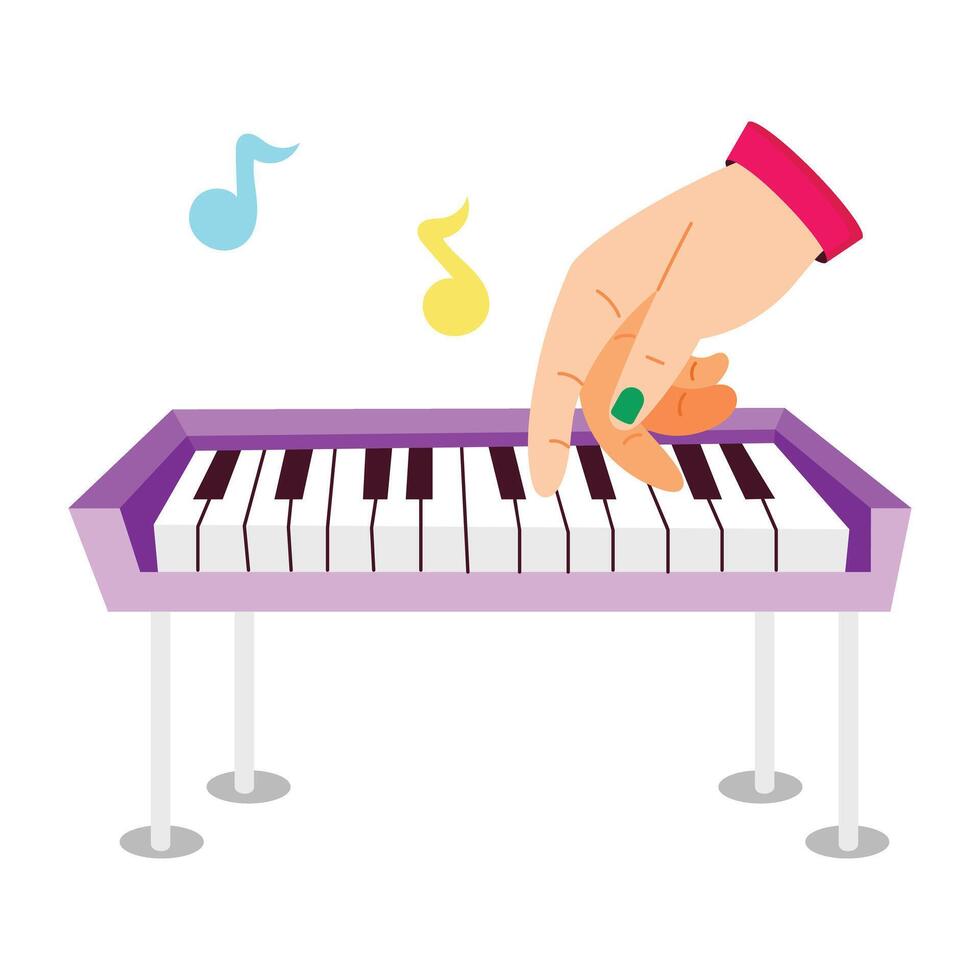 A flat style sticker of piano table vector