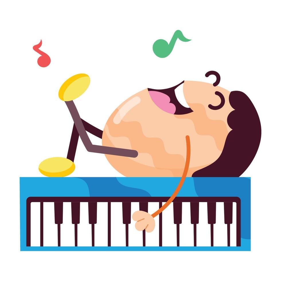 Comic style sticker of piano singing vector
