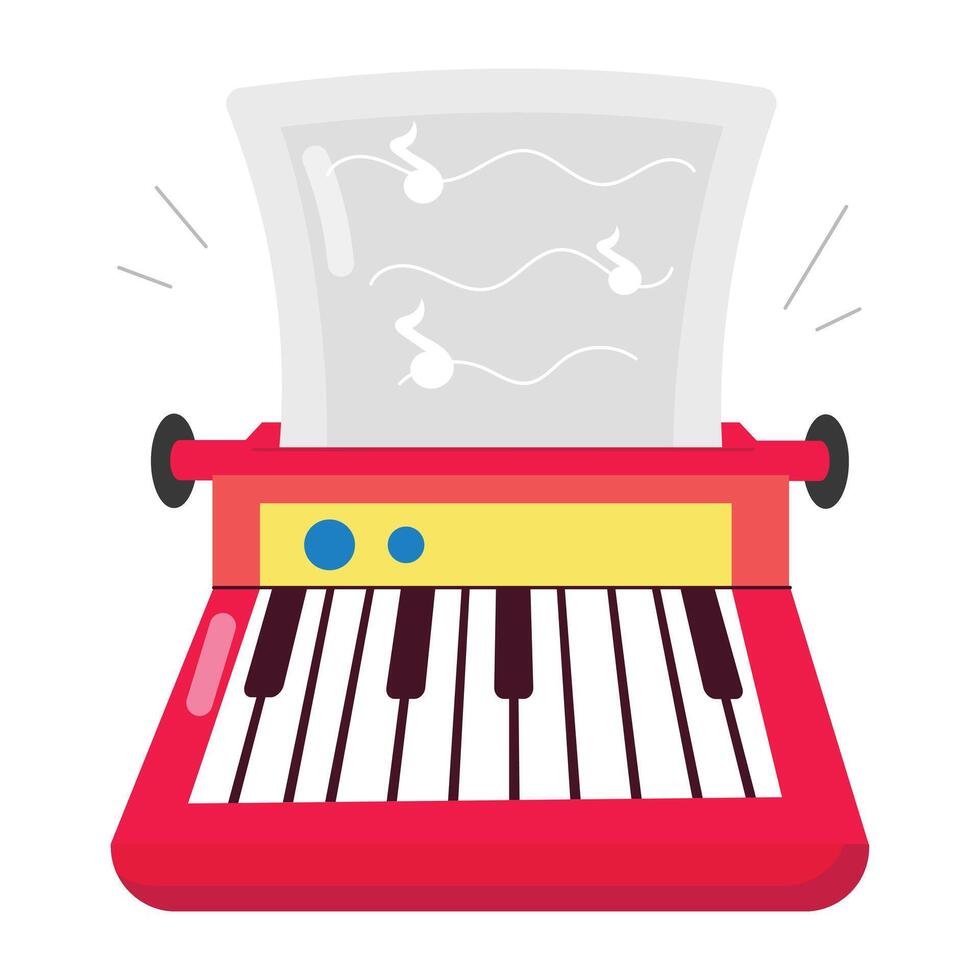 Comic style sticker of musical typewriter vector