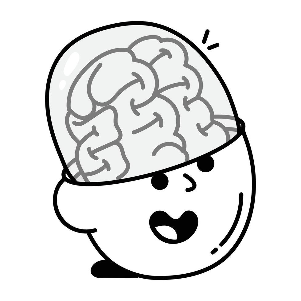 Human brain icon designed in doodle style vector