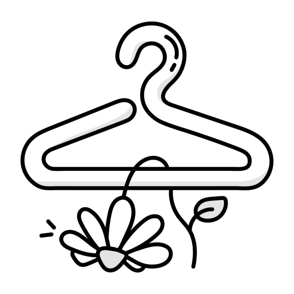 A doodle icon showing a wilted flower on a hanger vector
