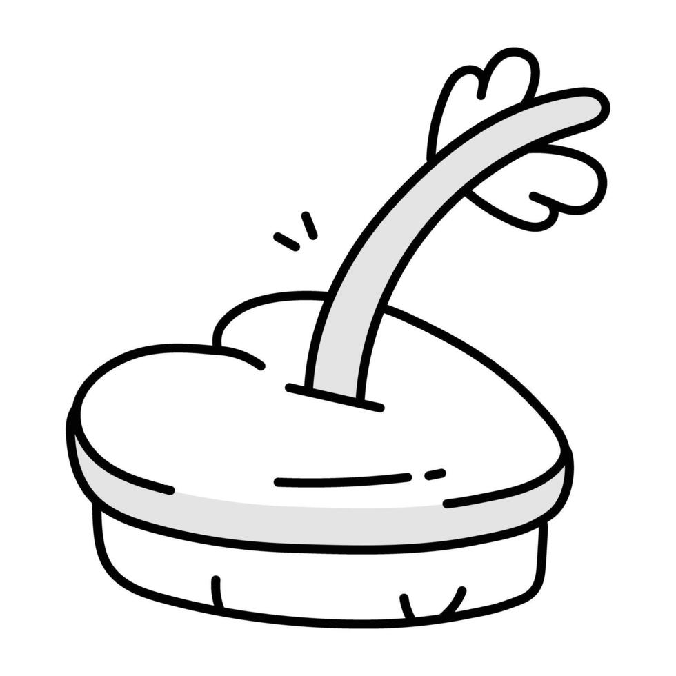 A doodle style icon of pierced heart vector