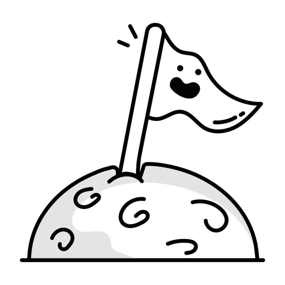 Hand drawn icon of moon mission flag vector