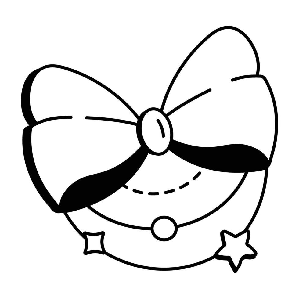 Doodle icon of a butterfly bow with stars vector