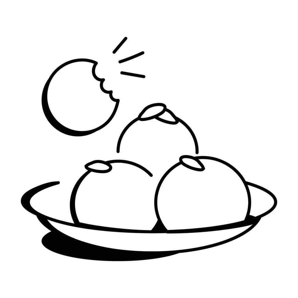 Doodle icon of sweet balls in a plate vector