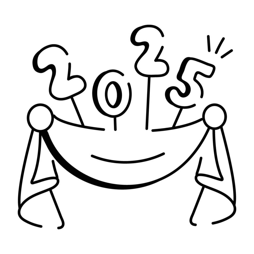 Doodle icon of new year decor with a decorative ribbon vector