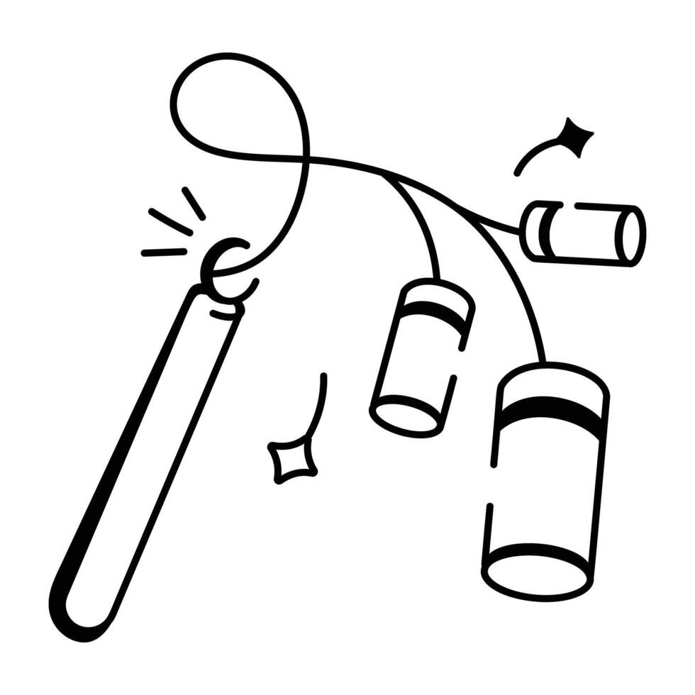 Doodle icon of firecrackers with a lit fuse and sparks vector