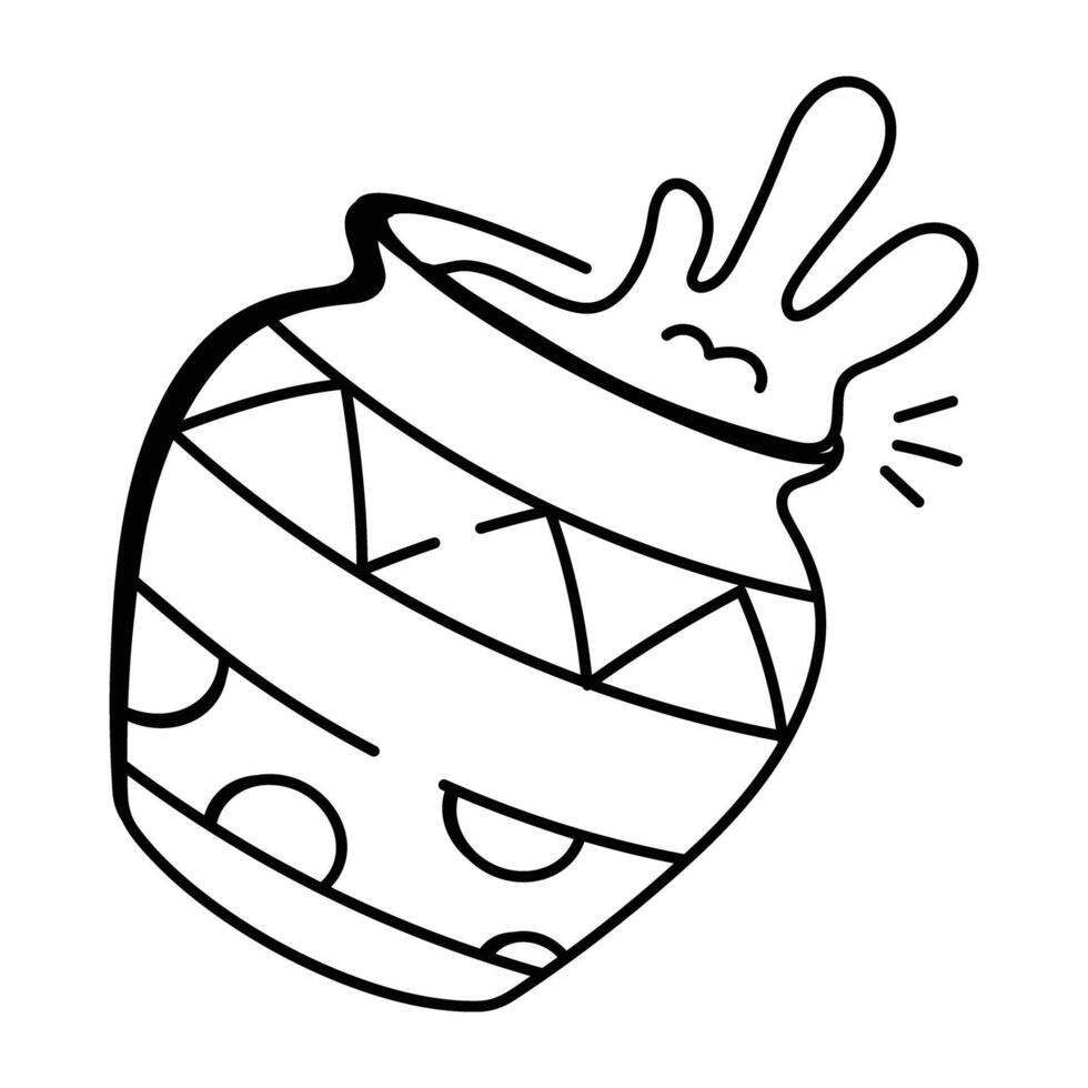 A doodle icon of a decorative boho vase vector