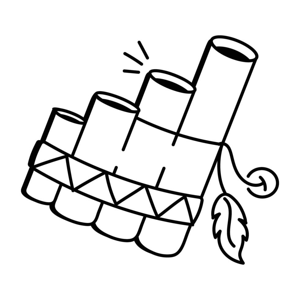 A hand drawn icon of panpipe instrument vector