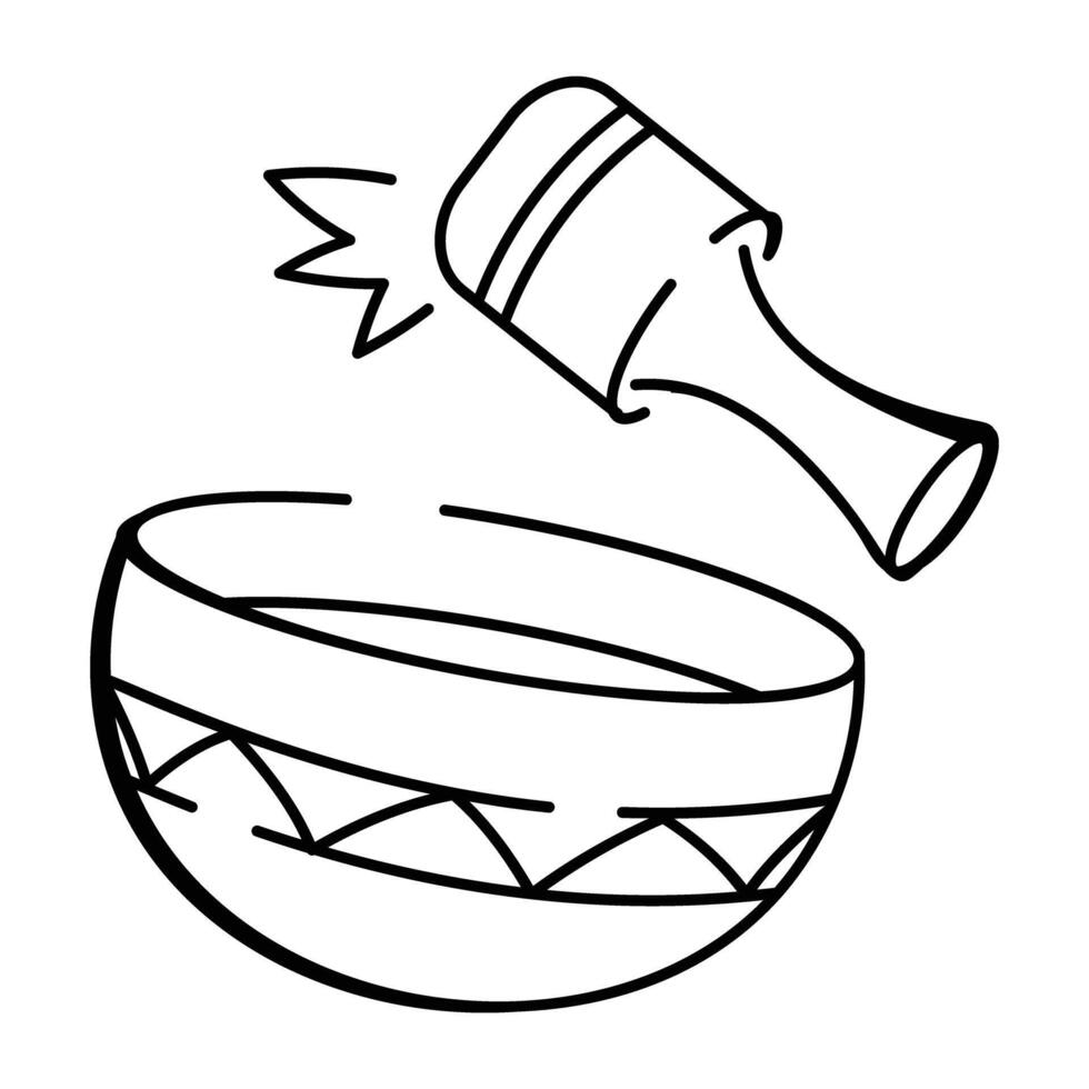 A doodle style icon of a singing bowl vector
