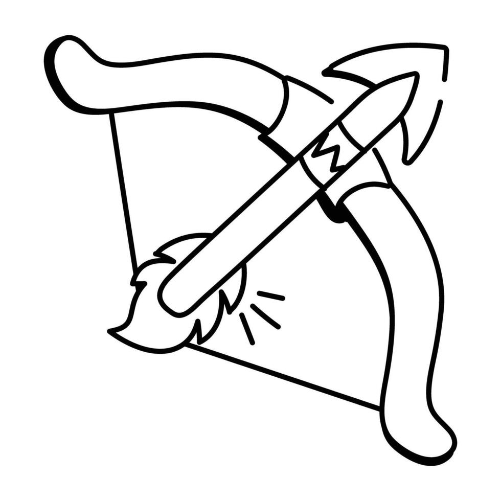 A hand drawn icon of an arrow bow vector