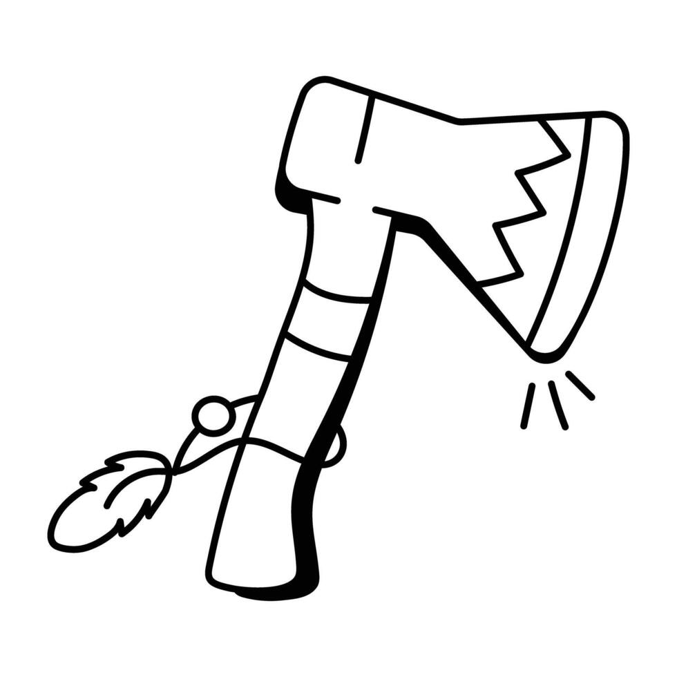 Boho hatchet icon in doodle style vector