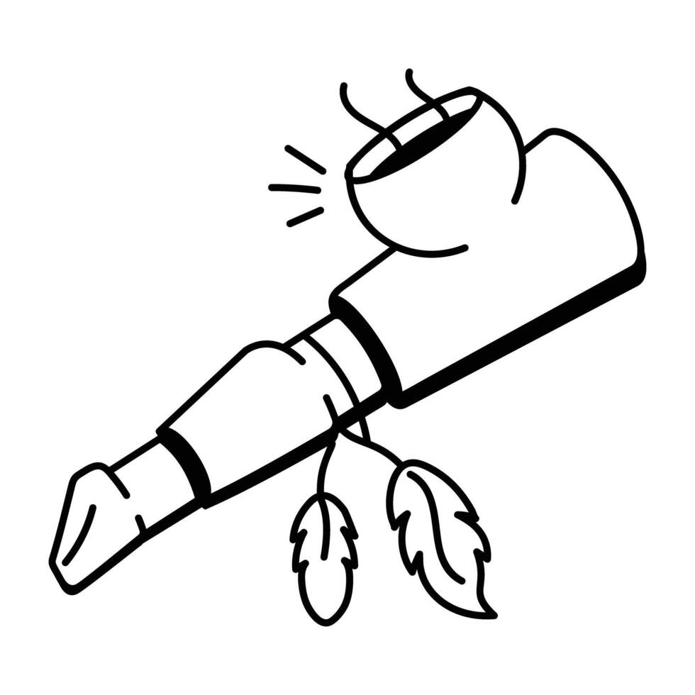 A sketchy style icon of peace pipe vector