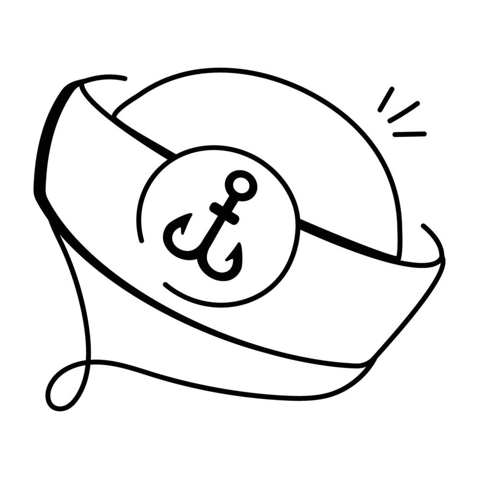 A doodle icon of a sailor hat vector