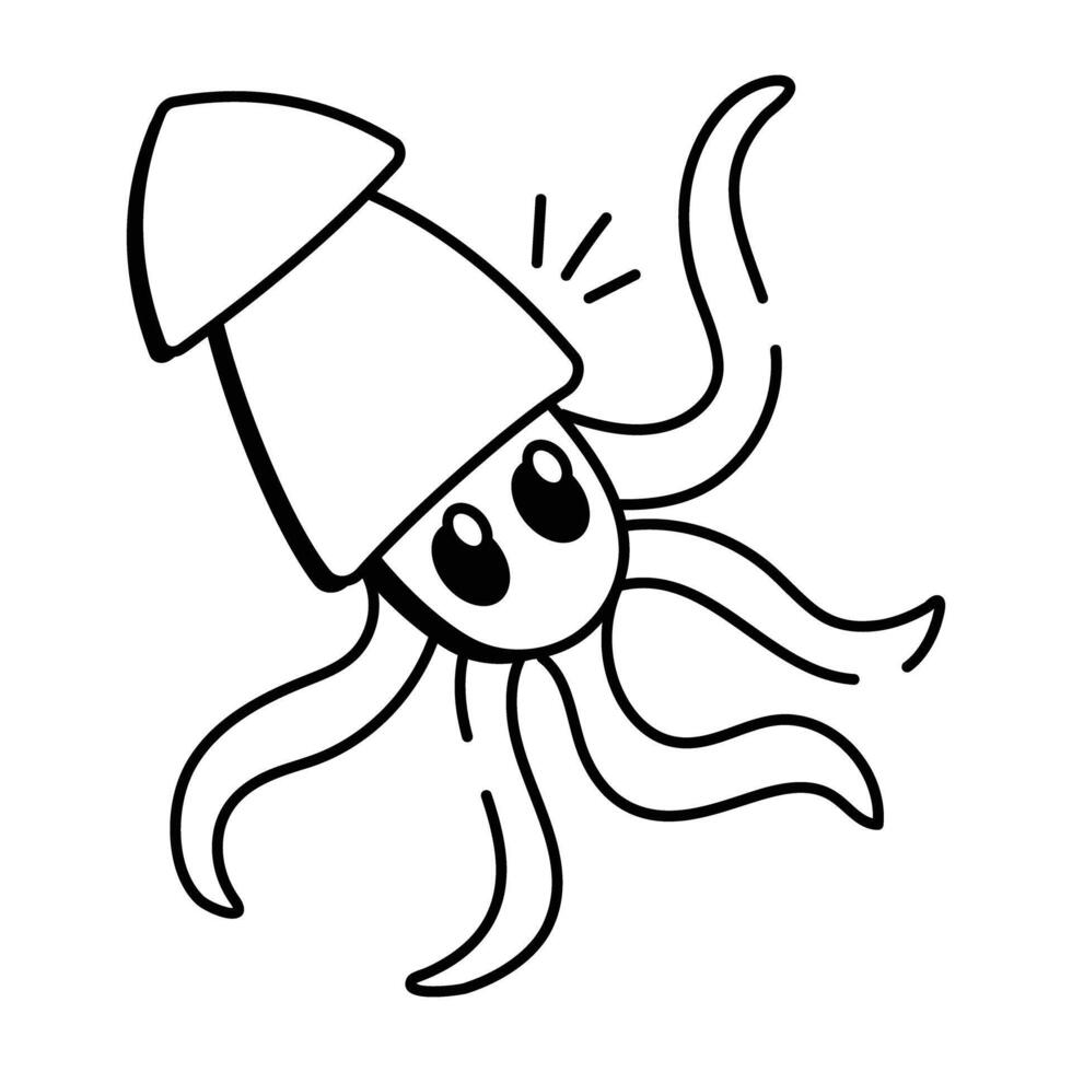 Squid icon in hand drawn style vector