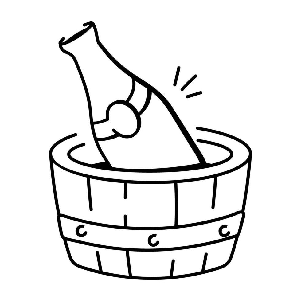 Beer bucket icon in hand drawn style vector