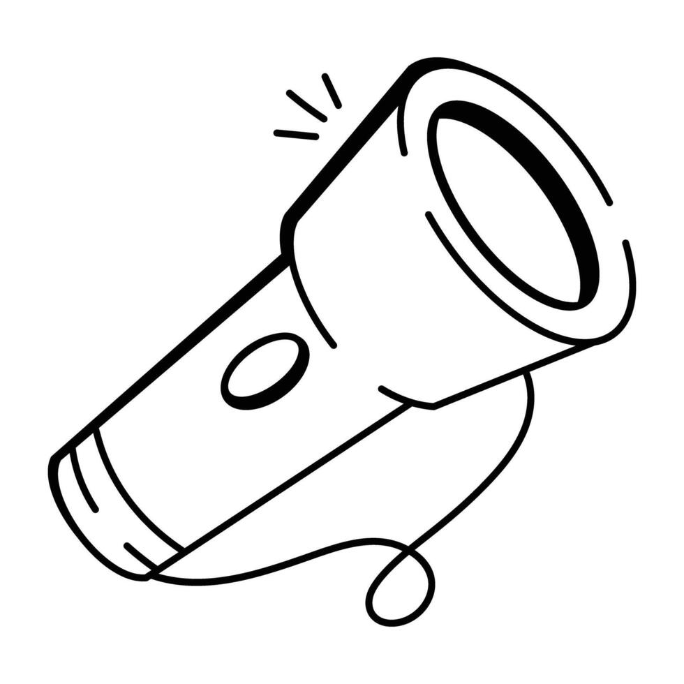 Flashlight icon in hand drawn style vector