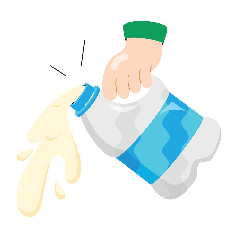 A flat style sticker of pour milk vector