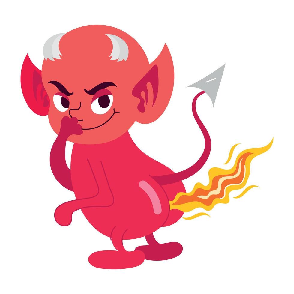 A cartoon style sticker of devil fart vector