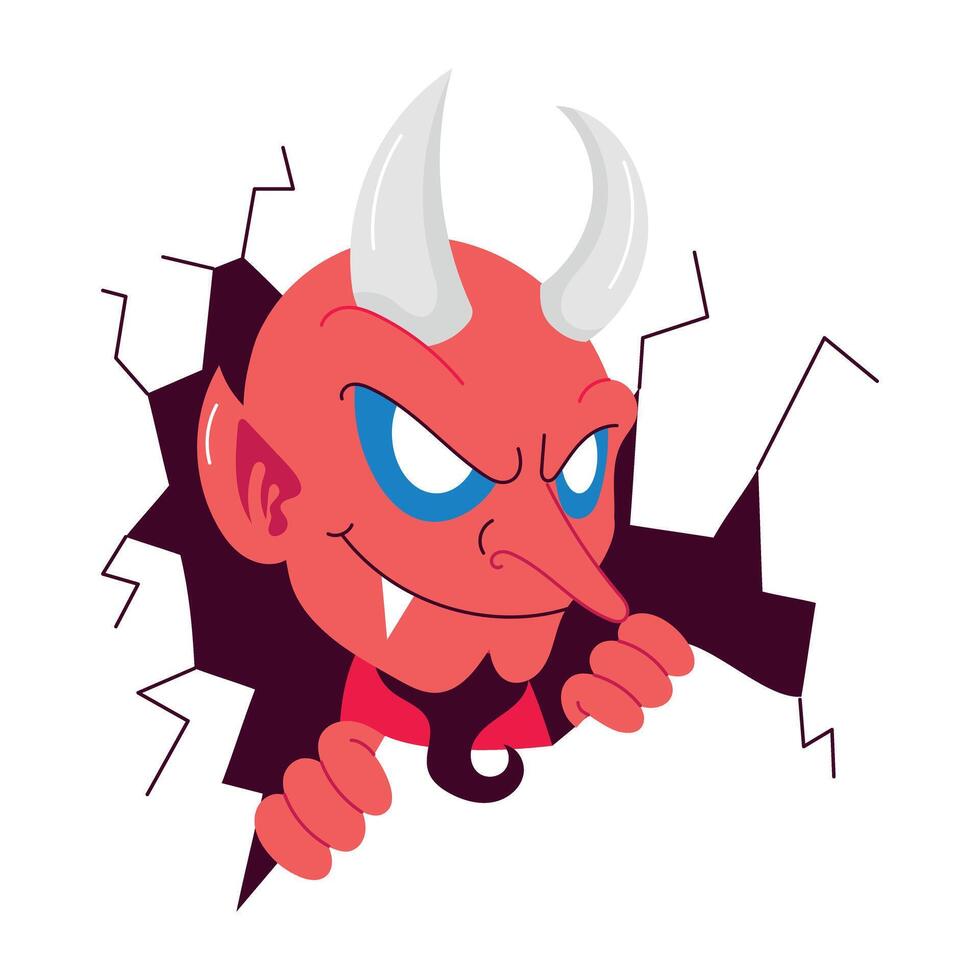A scary devil sticker in comic style vector