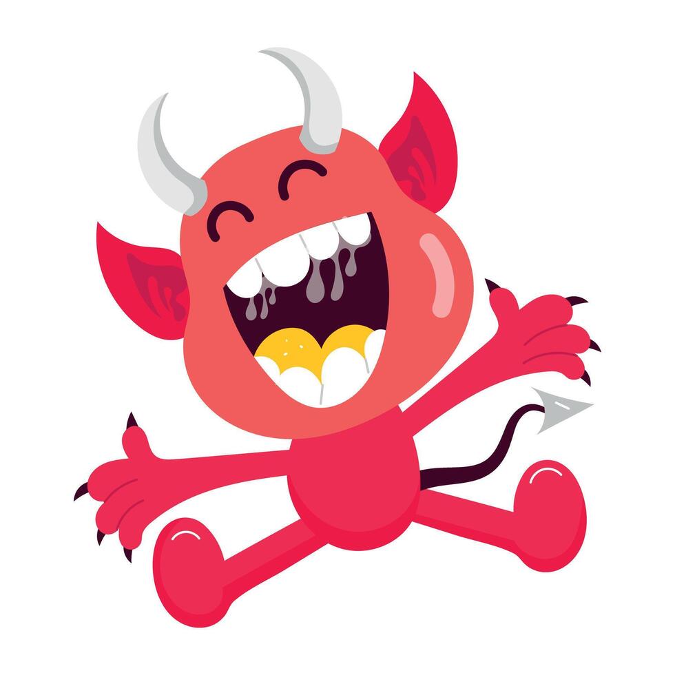 Devil Laugh sticker in comic style vector