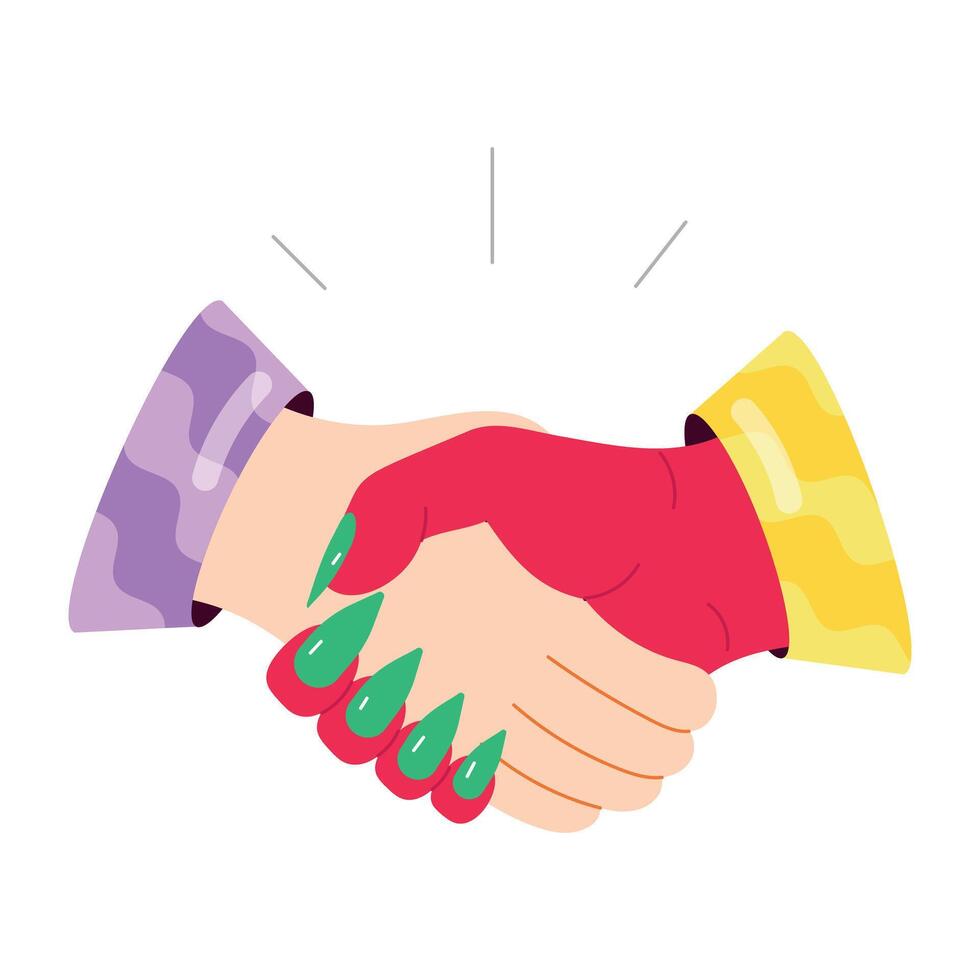 A flat style sticker of evil handshake vector