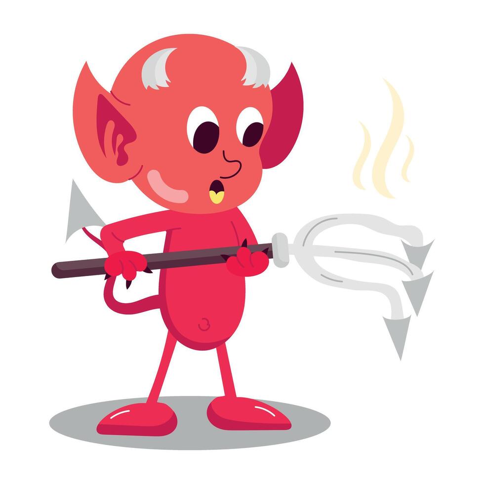 A comic style sticker of disappointed devil vector