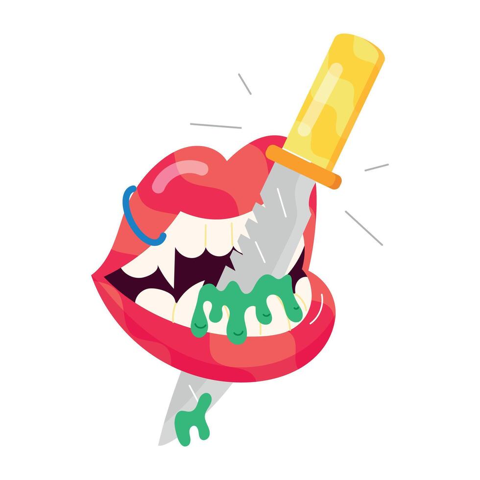 bloody mouth sticker in flat style vector