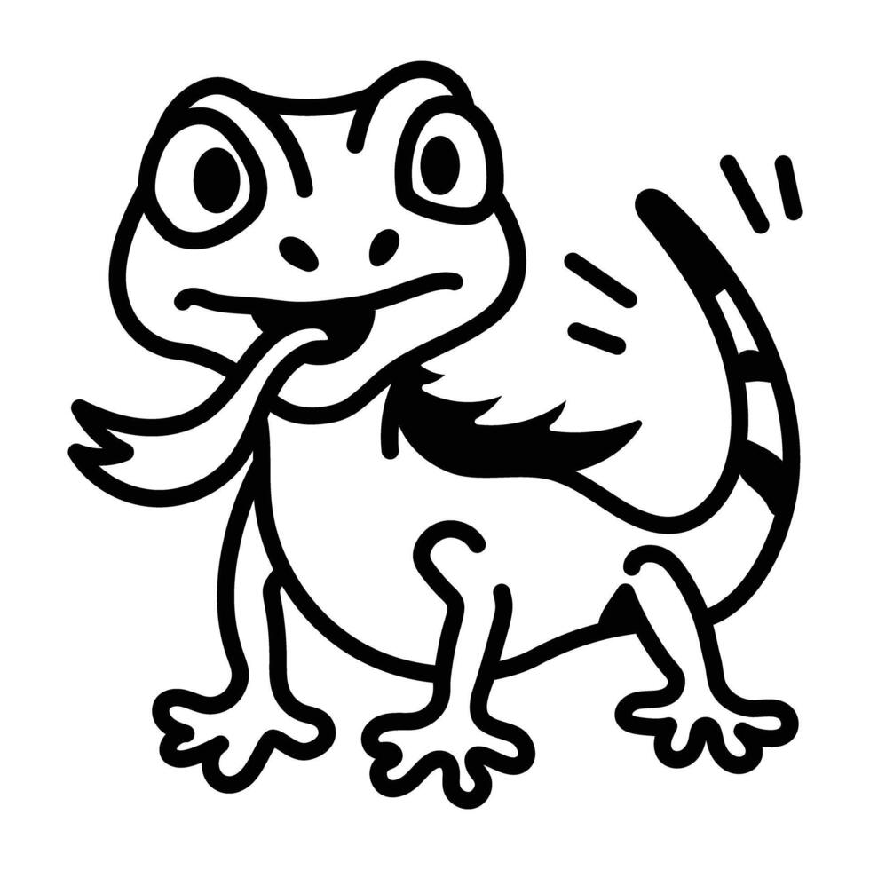 A hand drawn icon of cute lizard vector