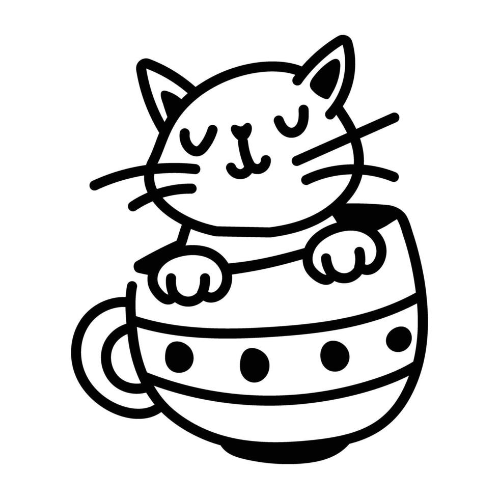 A doodle style icon of cat cup vector
