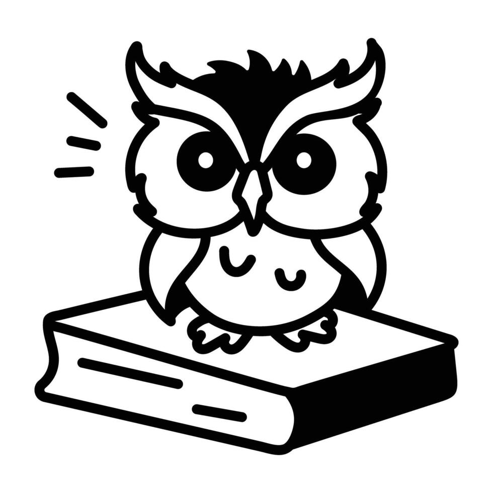 Owl book icon in doodle style vector