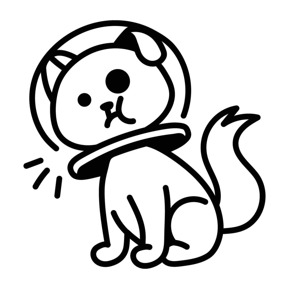 Cat astronaut icon in doodle style vector