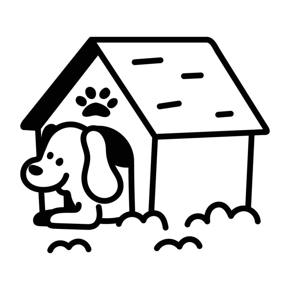 Dog house icon in doodle style vector