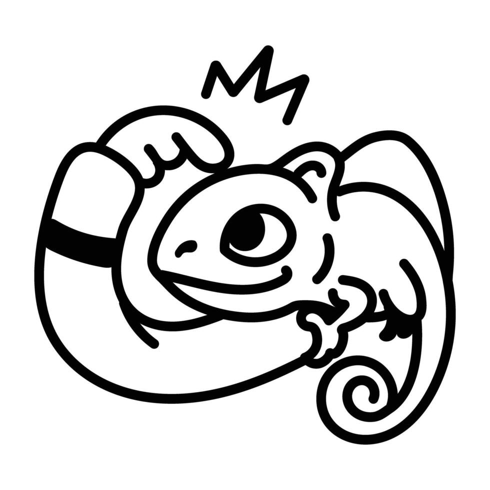 Chameleon pet icon in drawing style vector