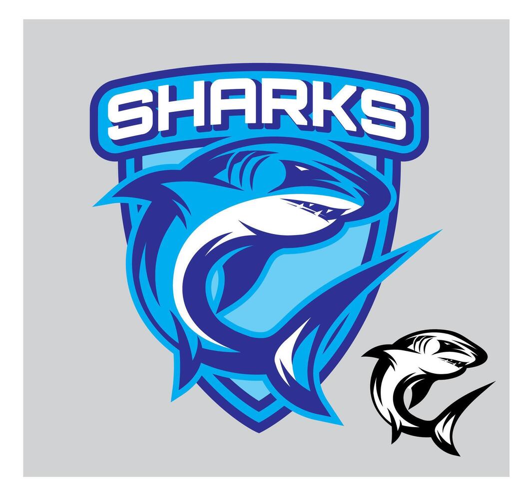 stylish emblems for sports teams with a shark vector