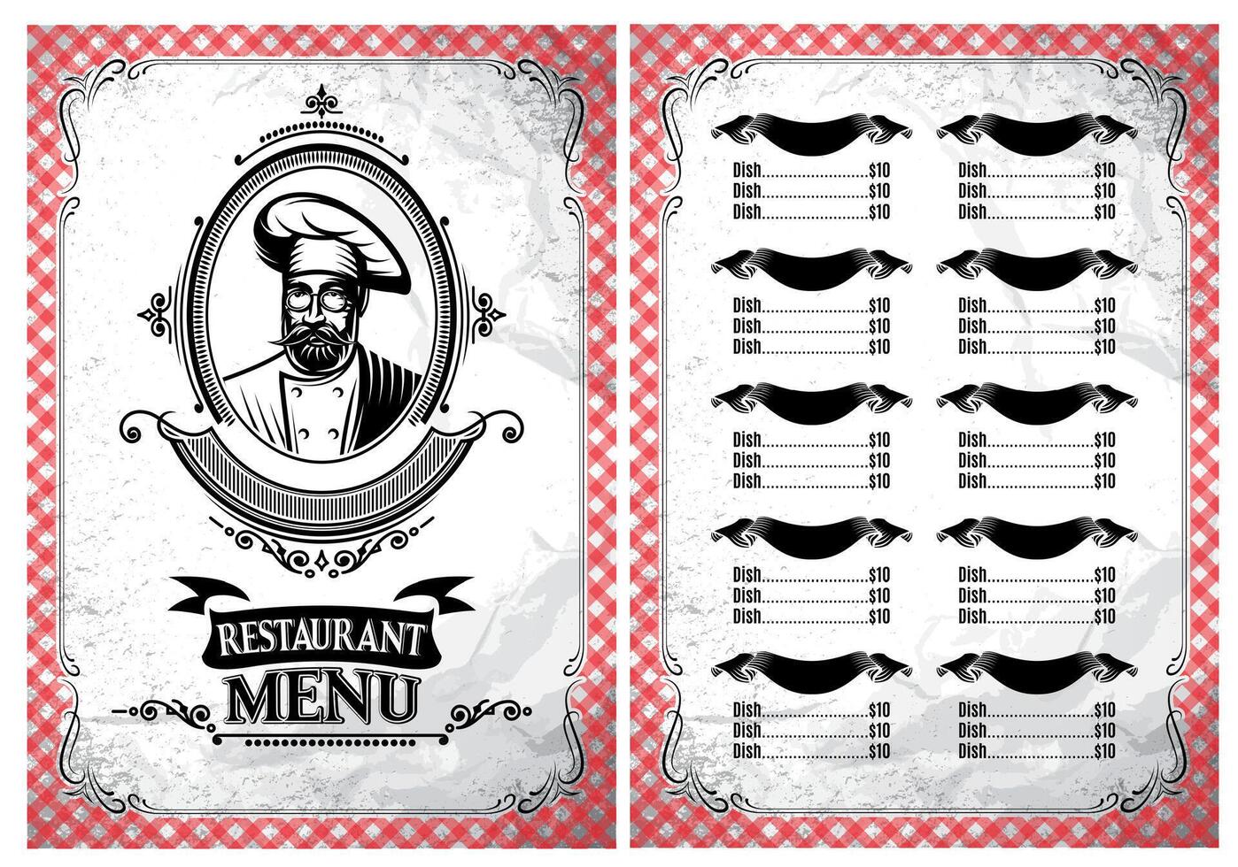 vintage template for a restaurant menu with chef in glasses vector