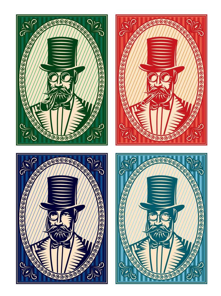 colorful illustrations with a gentleman and a variety of accessories vector