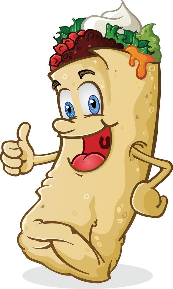 A happy burrito character giving the thumbs up vector