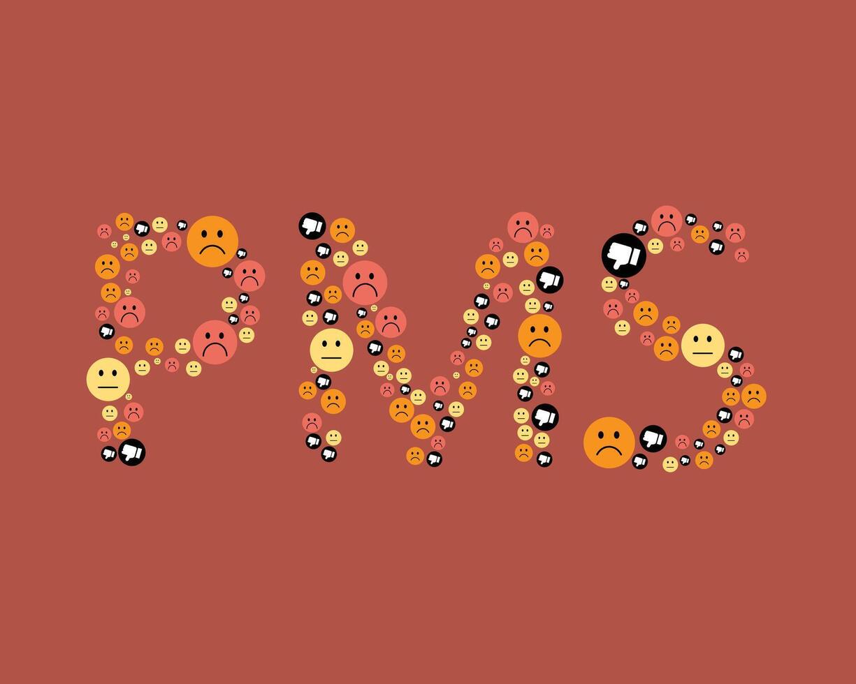 PMS or Premenstrual Syndrome for has a wide variety of signs and mood swings vector