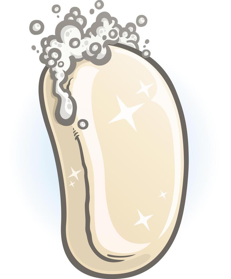 A smooth sparkling bar of hand soap with suds of clean bubbles foaming on top ready to wash up vector