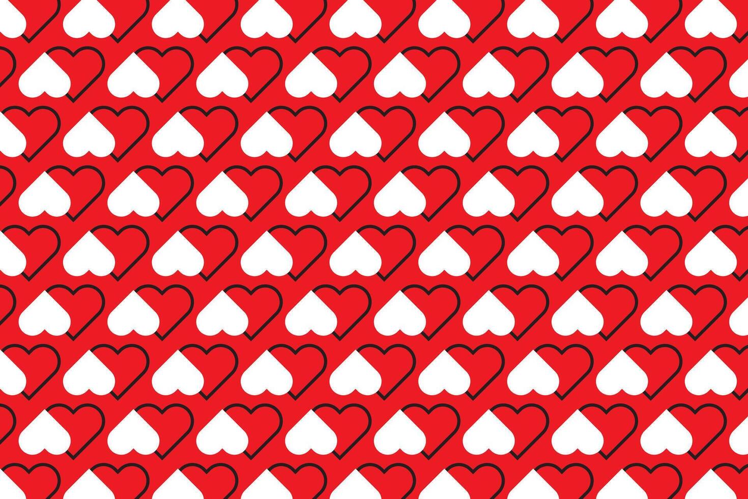 simple abstract black white color creative love heart line pattern hearts on a red background vector