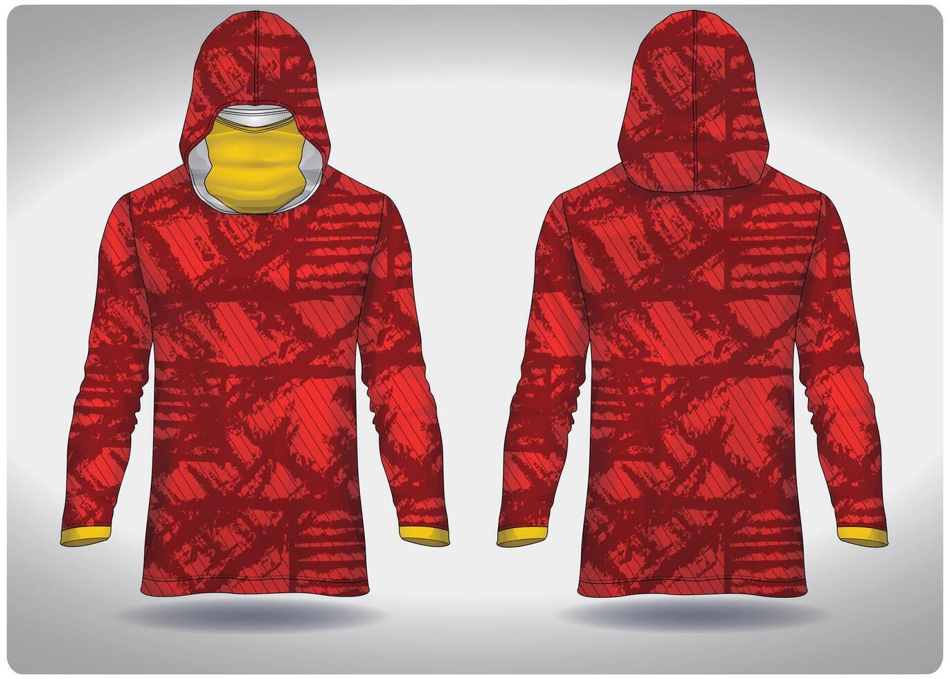 EPS jersey sports shirt .Red Salad with Yellow Stripes pattern design, illustration, textile background for sports long sleeve hoodie vector
