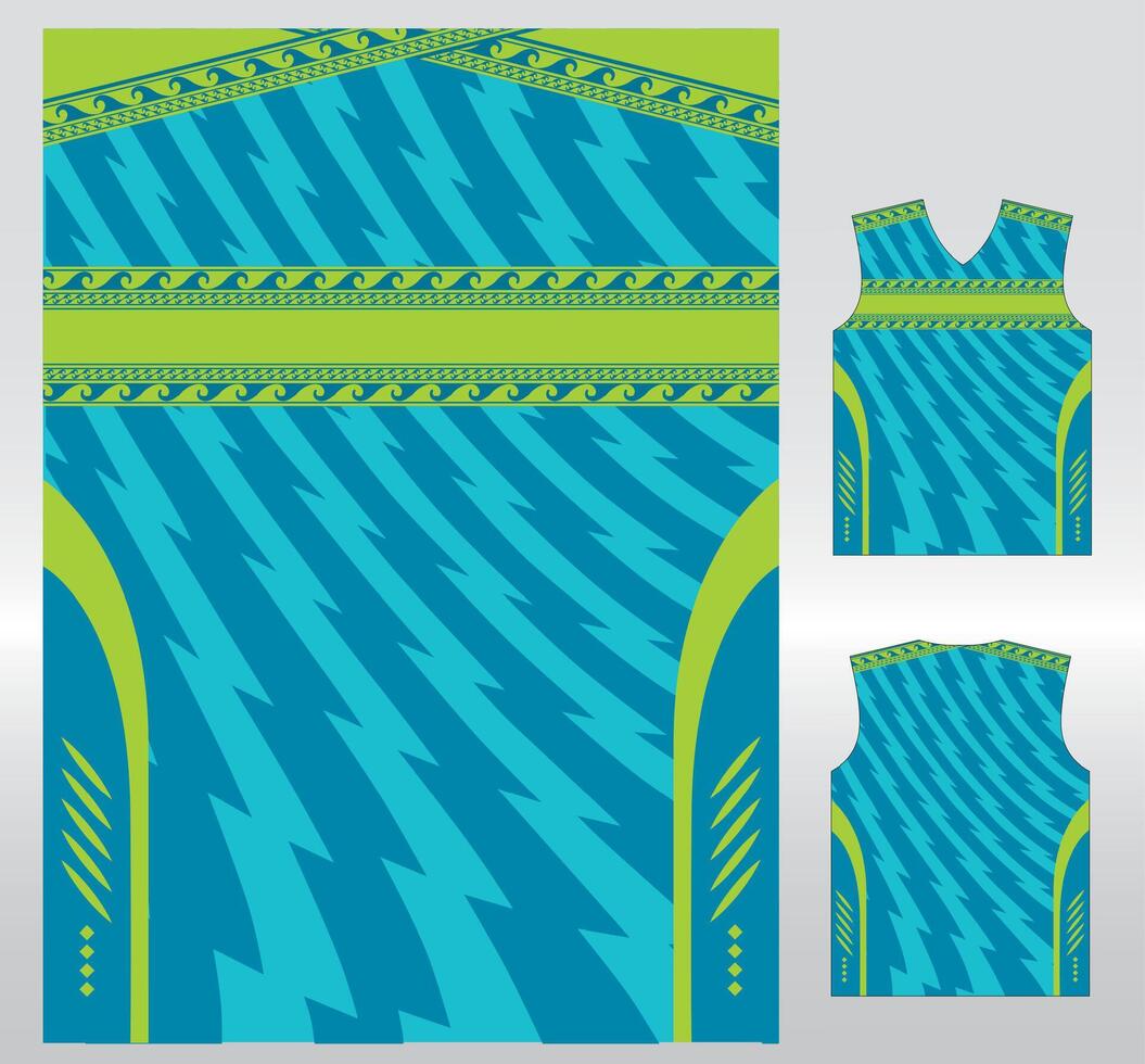 Pattern sports shirt background image.spiral lightning blue green water wave blocks pattern design, illustration, textile background for sports t-shirt, football jersey shirt vector