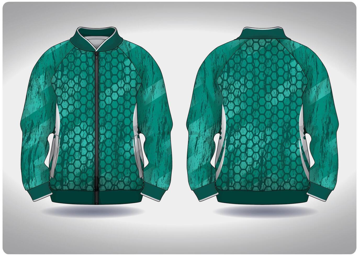 EPS jersey sports shirt .Honeycomb stained mint green pattern design, illustration, textile background for sports long sleeve sweater vector