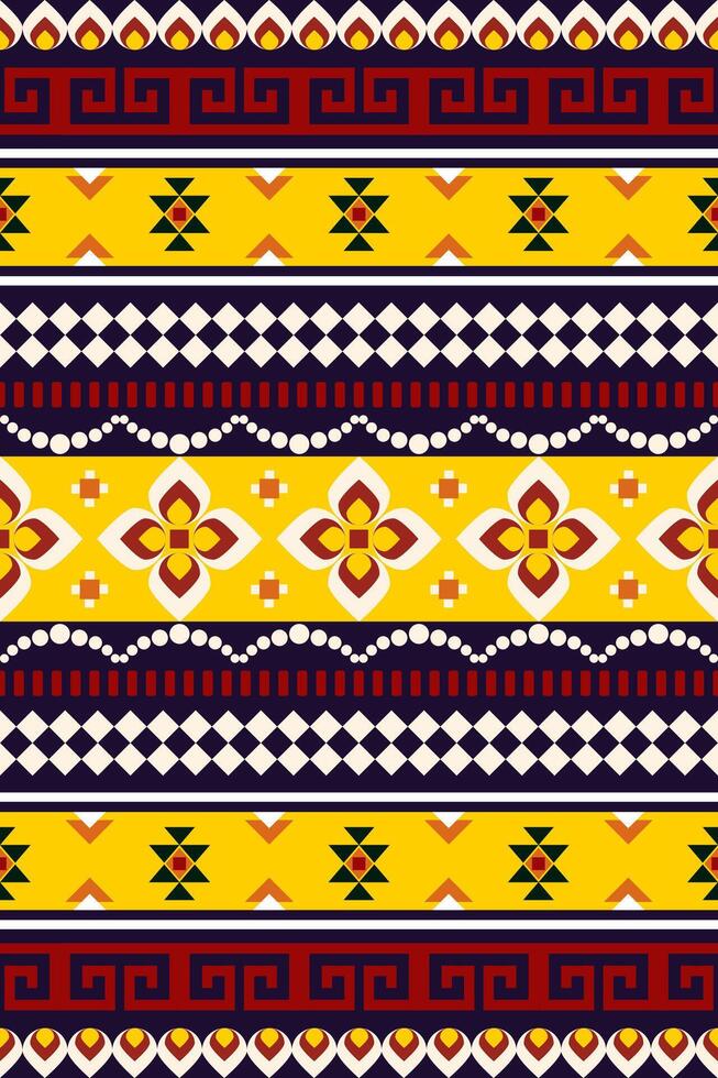 Abstract geometric ethnic pattern on black background. tribal, design, clothing, textile, wrapping, background, wallpaper, carpet, embroidery vector