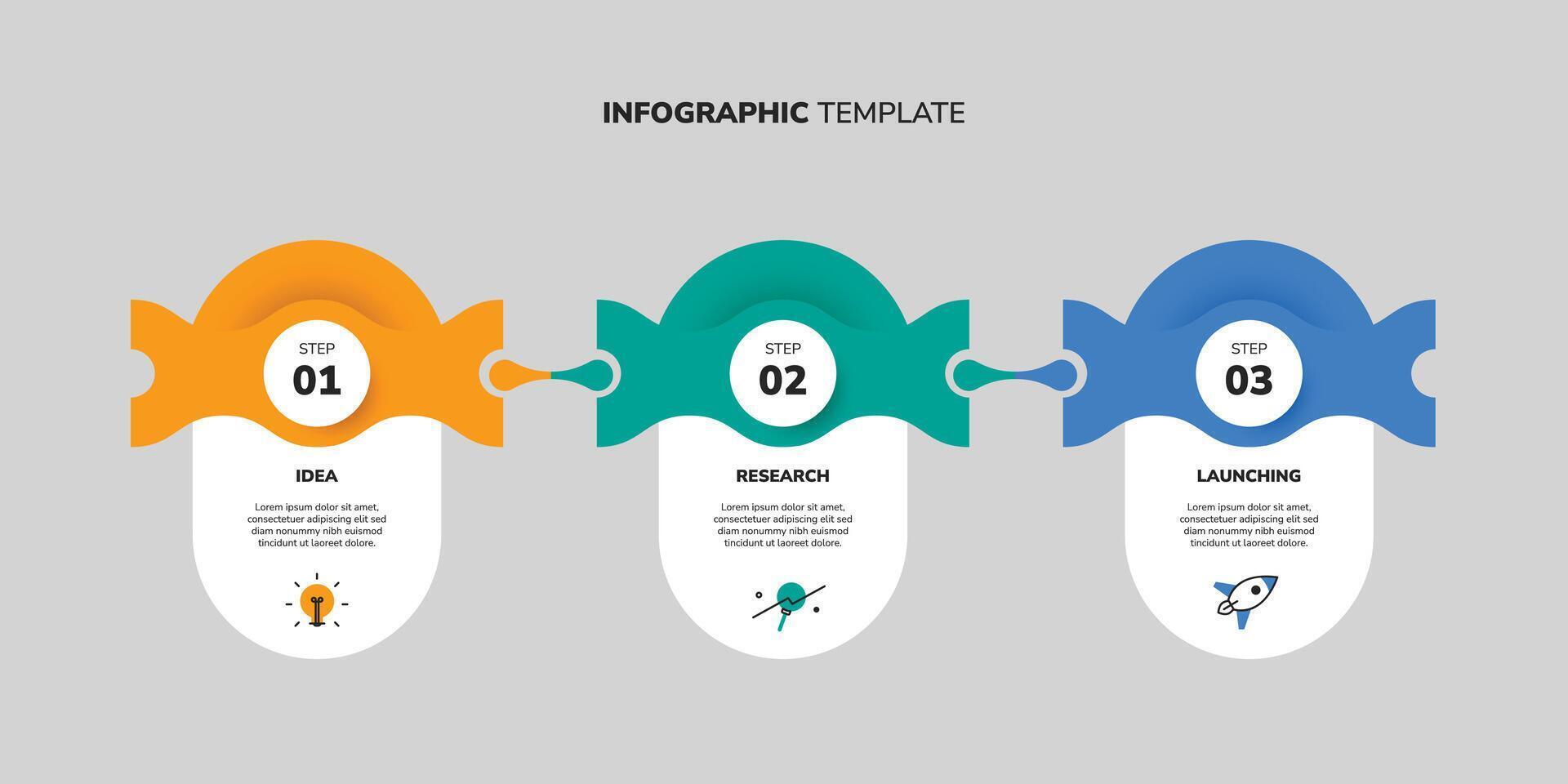 Business infographic template with modern shape element. 3 option step or journey vector