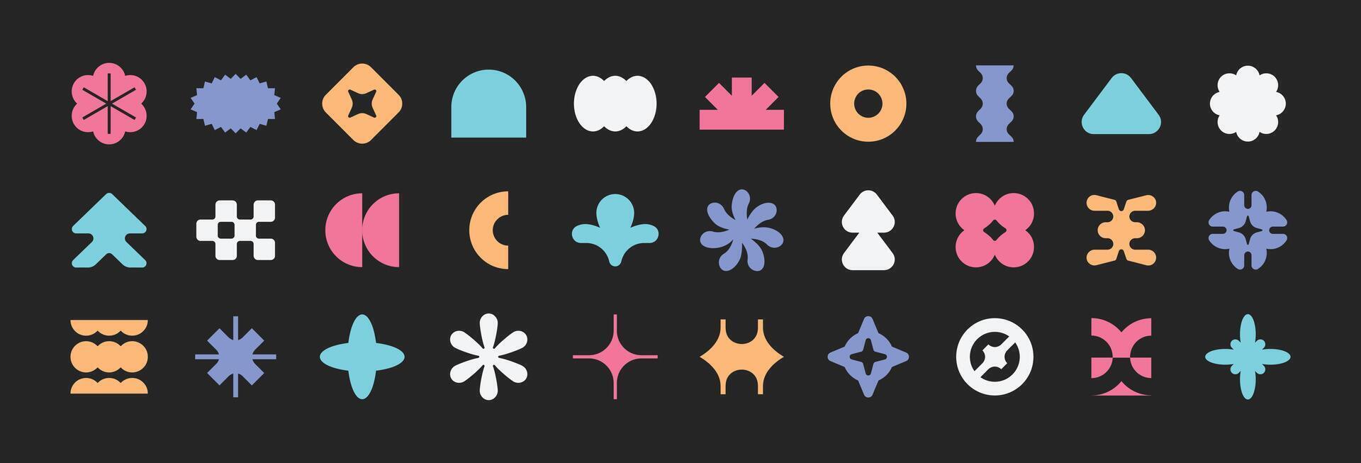 Vintage trendy retro element collection. Brutalism, y2k, colorful, groovy, memphis. vector