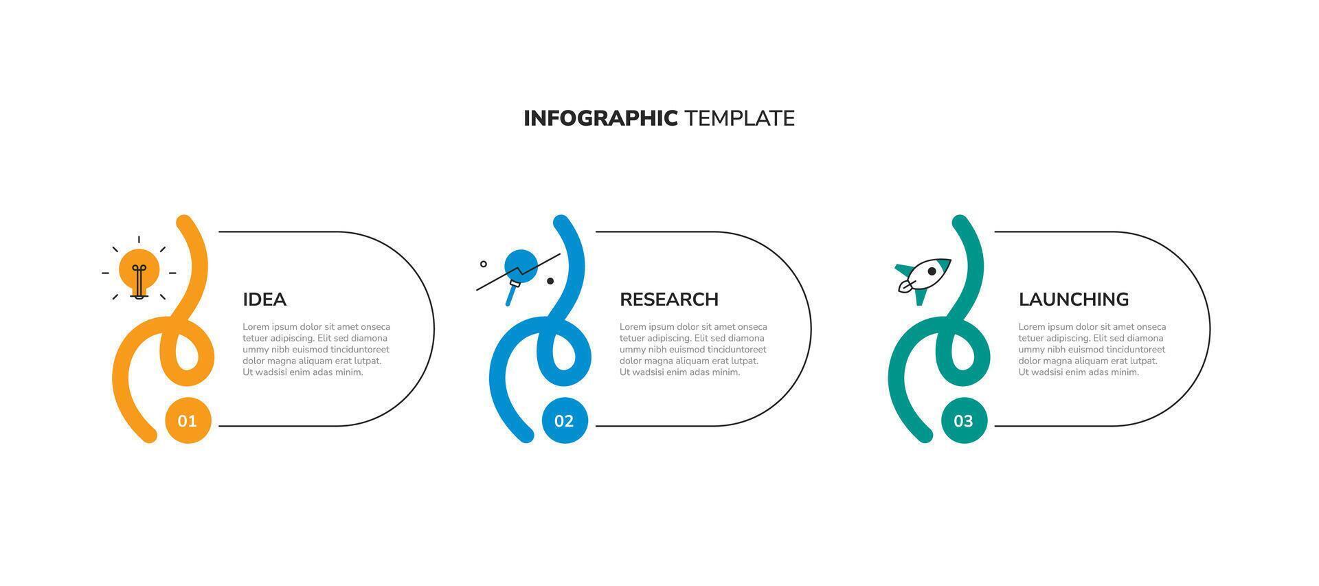 Business infographic template with 3 option step. Flat organic style. vector