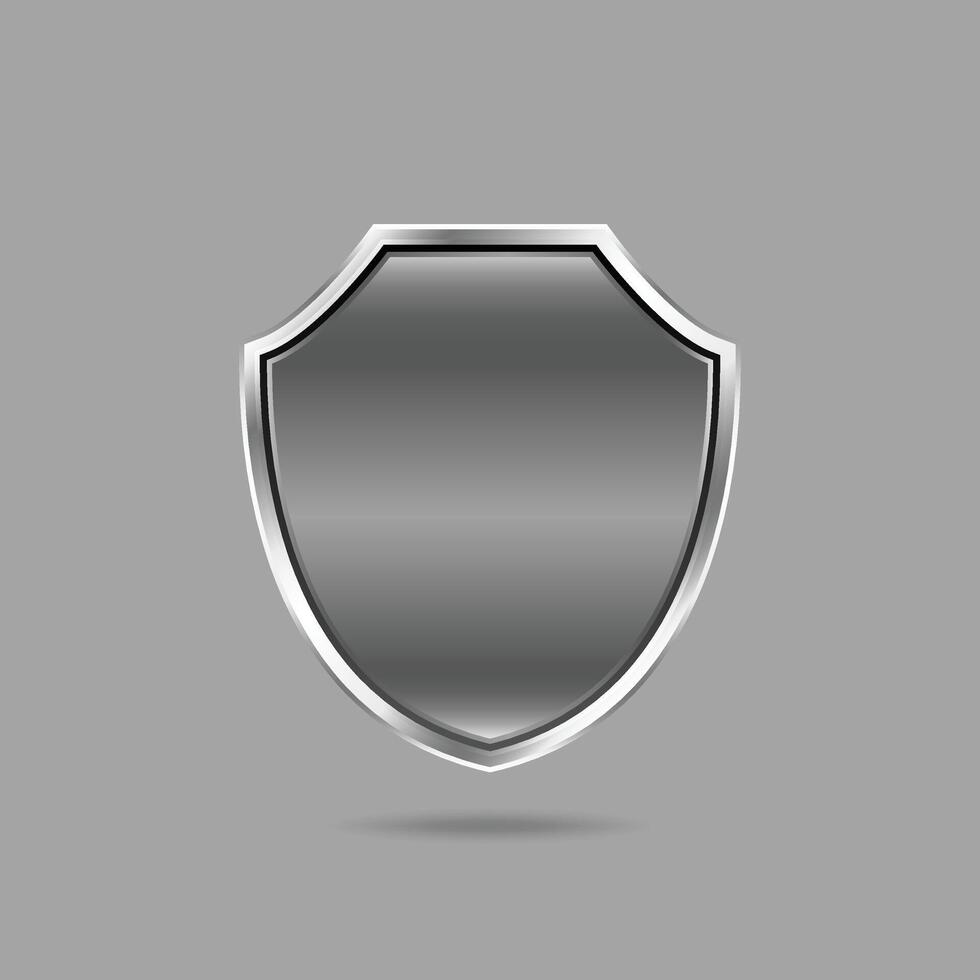 Metallic shield symbol or badge design or Security emblem icon vector