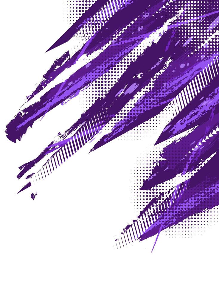 Sport Cover or Poster Design with Purple Brush Strokes and Halftone Effect. Abstract Background Design in Grunge Style vector